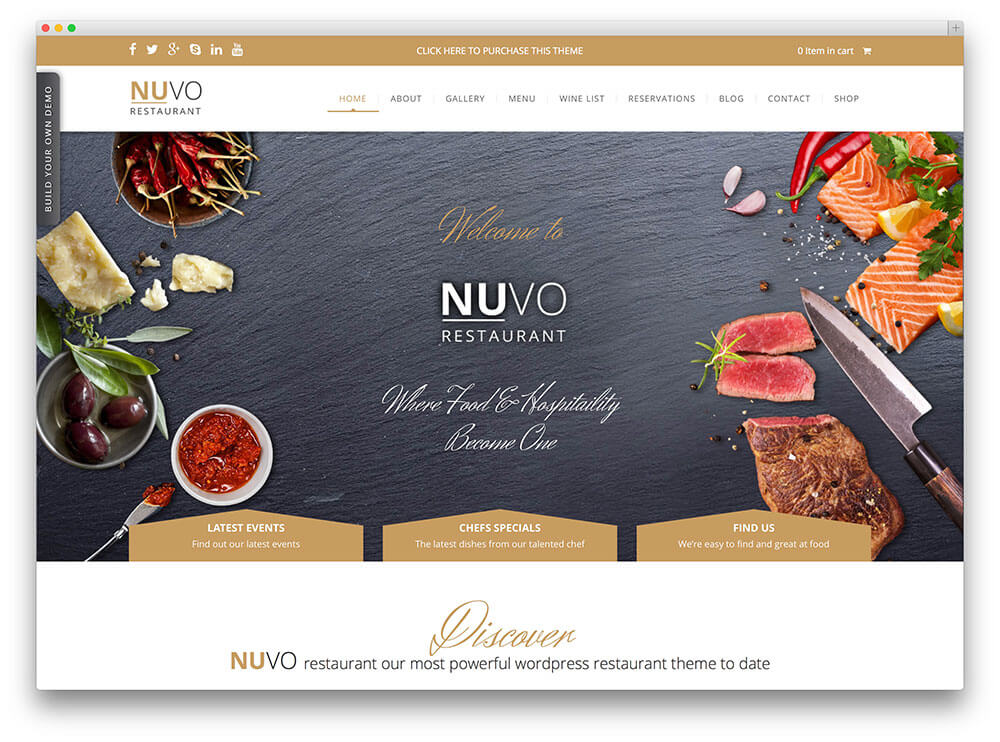 mẫu website nhà hàng nuvo