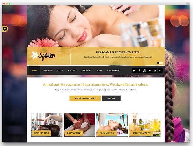 Giao diện trang web của Spalon