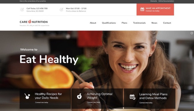 Mẫu website dinh dưỡng care nutrition