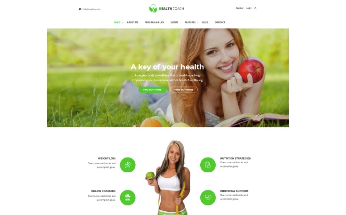 Mẫu website dinh dưỡng Healthcoach