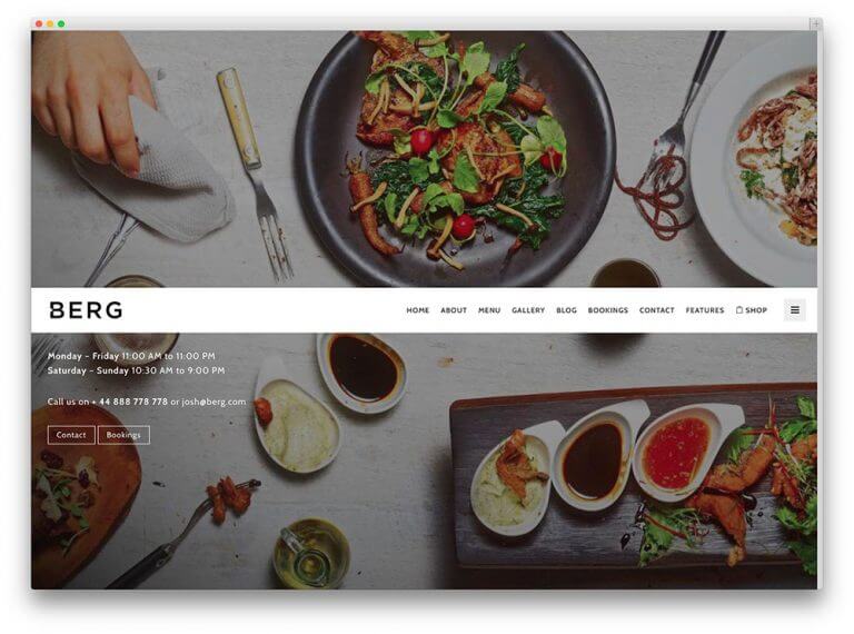 giao diện website nhà hàng Berg